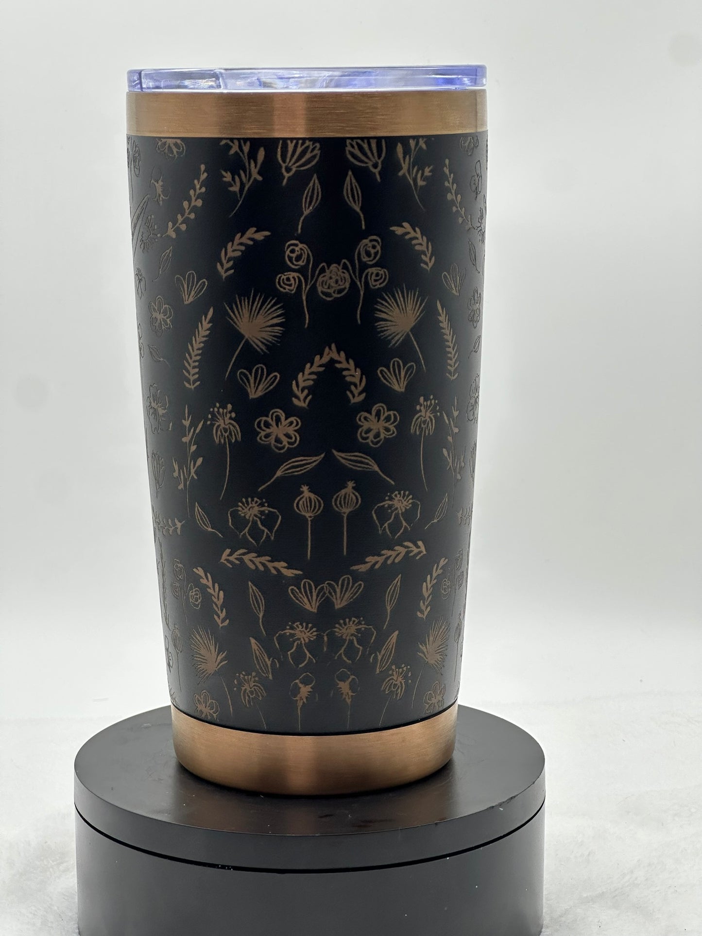 🥃 Highland Cow Laser-Engraved Tumbler – Black & Bronze Stainless Steel (20oz)