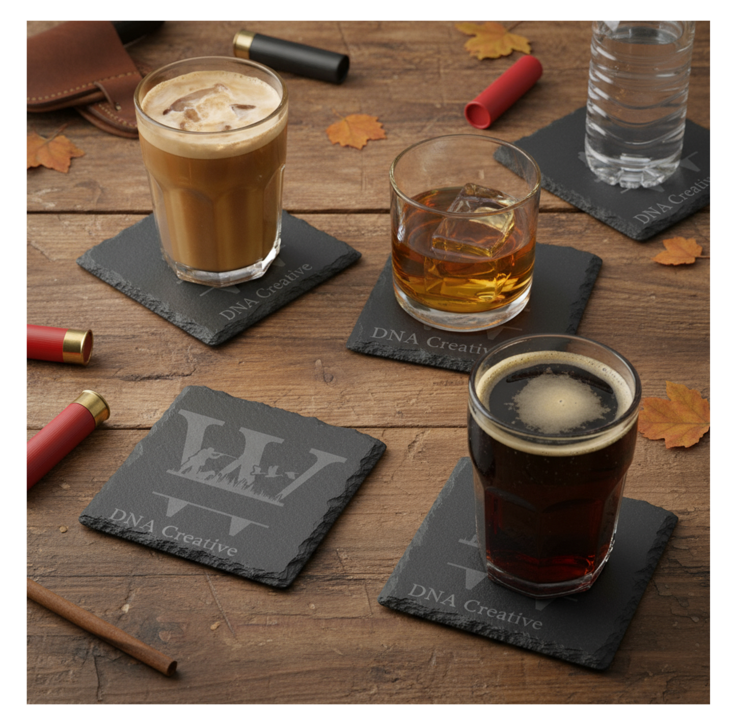 Hunting Monogram Whiskey Flask - Black Matte 8oz