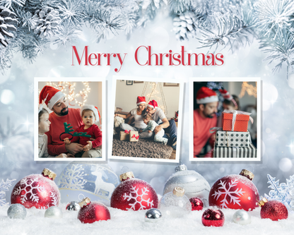 8” X 10” CHRISTMAS  3 PHOTO MERRY CHRISTMAS