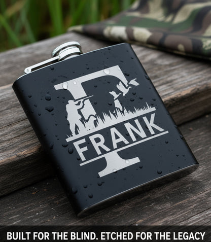 Hunting Monogram Whiskey Flask - Black Matte 8oz
