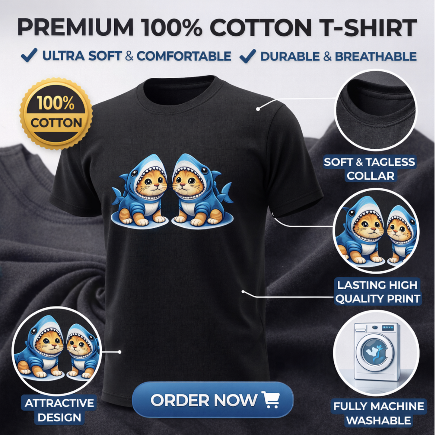 Shark Squad Pet Parent T-Shirt - Cat & Dog Edition