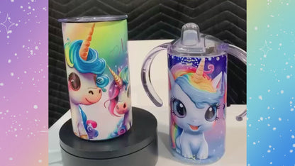 Personalized Unicorn Stainless Steel Sippy Cup with 2 Lids