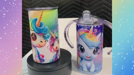 Personalized Unicorn Stainless Steel Sippy Cup with 2 Lids